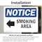 Signmission Smoking Area (Left Arrow) Sign With Symbol, 14 in W x Rectangle, Vinyl Decal OS-2PACK-NS-D-1014-L-18352 - alternate 6